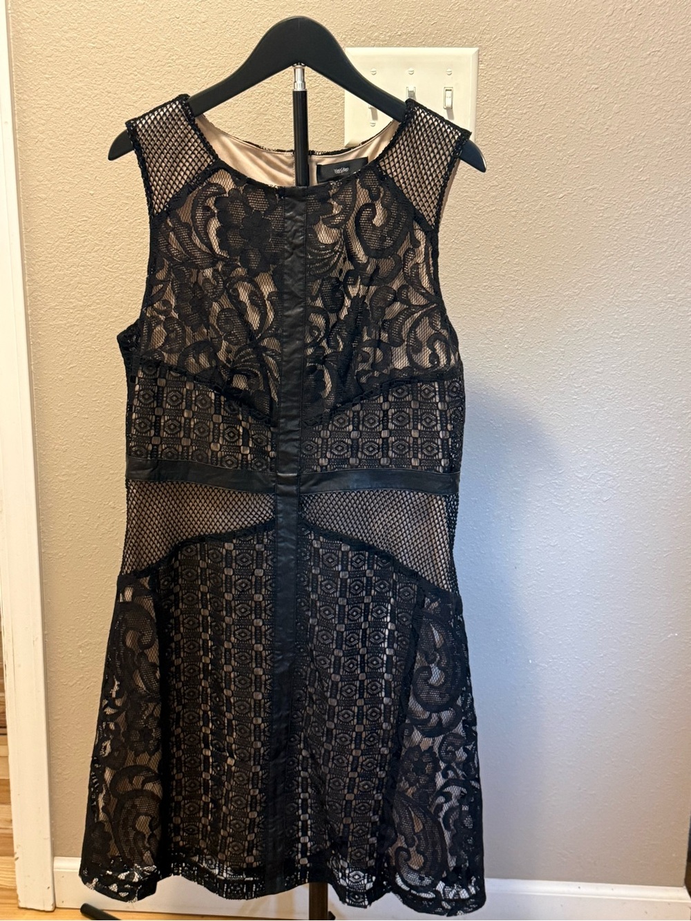 Mossimo Supply Co. Black Lace & Mesh Fit-and-Flare Mini Dress